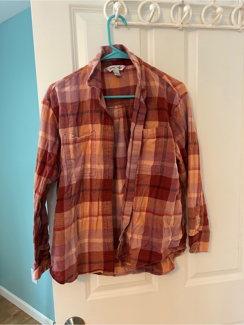 Women’s Plaid Flannel Shirt Jacket - Rust Multi
